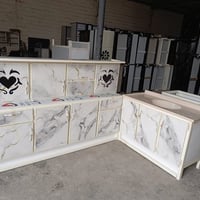 كاونتر مطبخ 2م+2م • مع سنك • مرمر رمادي