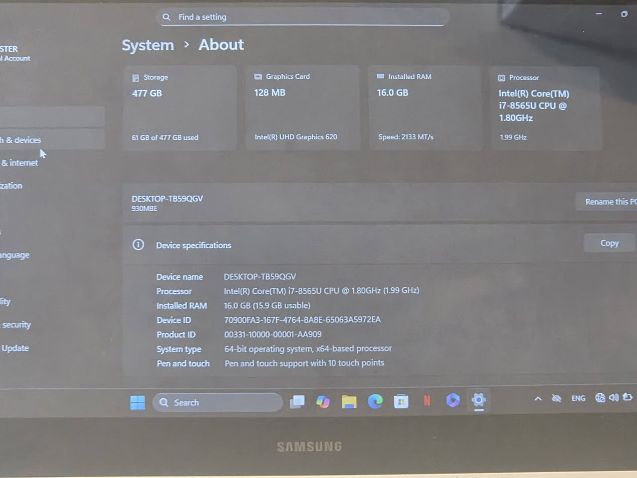 للبيع لابتوب سامسونج نوت بوك  ٩ برو 
نظيف جدا وبحالة ممتازة 
بغداد / شارع فلسطين
