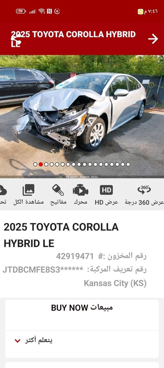 السلام عليكم كورله هايبرد موديل2025 علئ حادثه موعد الوصول 2/19 شغاله ماشيه 887ميل السعر 92وبيها مجال مكاني بغداد الامين الثانيه الهاتف ***********
