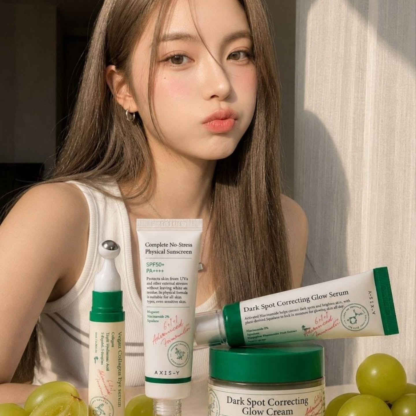 🌿 روتين AXIS-Y الكوري المتكامل 🇰🇷✨
💧 سيروم AXIS-Y Dark Spot Correcting Glow Serum ✔️ يعالج التصبغات وآثار الحبوب ✔️ يوحد لون البشرة ويمنحها إشراقة طبيعية 

✨ كريم AXIS-Y Dark Spot Correcting Glow Cream ✔️ ترطيب عميق وتفتيح للبقع الداكنة ✔️ يقوي حاجز البشرة ويهدئ التهيج 

👁️ سيروم العين AXIS-Y Vegan Collagen Eye Serum ✔️ يقلل الهالات السوداء والانتفاخ ✔️ يرطب ويخفف الخطوط الدقيقة حول العين 

☀️ واقي الشمس AXIS-Y Complete No-Stress Sunscreen ✔️ حماية عالية من أشعة UVA & UVB ✔️ يرطب البشرة دون ملمس دهني


**إذا كنت صاحب هذا الإعلان وتريد حذفه لأي سبب، رجاءا أرسل رسالة إلى الدعم الفني**