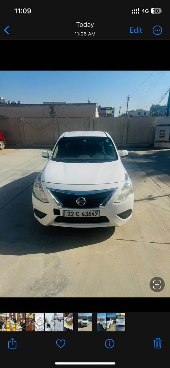 السلام وعليكم 
نيسان صني هندي 2017
بدون صبغ 
بيها بارد بحافه الجاملغ يم المازدة ٤ اصابع وبحافة قبغ الجنطة  بارد بسيط 
وبيها رصعات 
مكينة ١٥٠٠ 
سيارة جاهزة مابيها مصرف 
ادامة جديدة 
تخم تاير 
صدر جديد 
باتري جديد 
السعر :- ١٠٢ ورقة 
للاستفسار :- *********** بغداد, العراق
