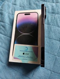 ايفون 14برو ماكس بنفسجي شرق اوسط ذاكره 256 بطاريه 85 ملحقات كارتون وكي...