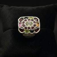 خاتم جامع احجار كريمه ياقوت احمر و زفير و كارنت و توباز برتقالي و زبرج...