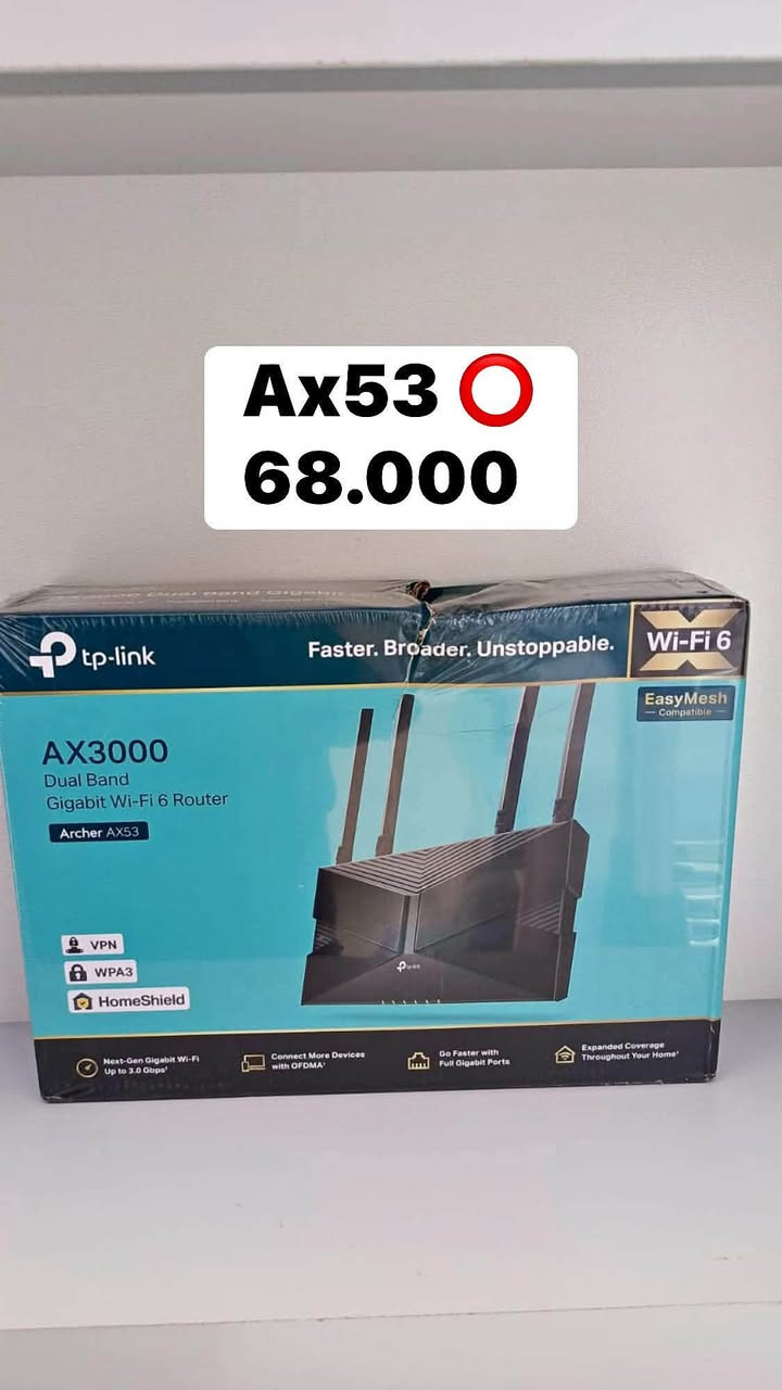 🔥 عروض راوترات TP-Link الأصلية 🔥

📶 Archer C20 (AC750) — 25,000 د.ع
📶 Archer C50 (AC1200) — 29,000 د.ع
📶 Archer C6 (AC1200 Mesh) — 38,000 د.ع
⚡ Archer AX12 (Wi-Fi 6) — 43,000 د.ع
🚀 Archer AX10 (Wi-Fi 6) — 50,000 د.ع
🔥 Archer C80 (AC1900) — 49,000 د.ع
💎 Archer AX53 (AX3000) — 68,000 د.ع
💎 Archer AX55 (AX3000) — 76,000 د.ع


**إذا كنت صاحب هذا الإعلان وتريد حذفه لأي سبب، رجاءا أرسل رسالة إلى الدعم الفني**