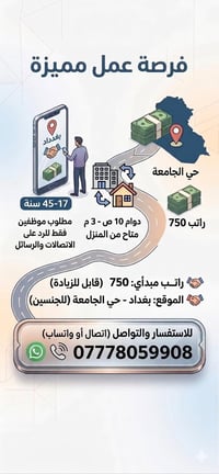مطلوب موظفين كلا الجنسين رد على اتصالات والرسائل العمر المطلوب من 17ال...