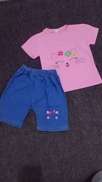 طقم أطفال بناتي • ١-٤ سنوات • تشيرت وكابوي