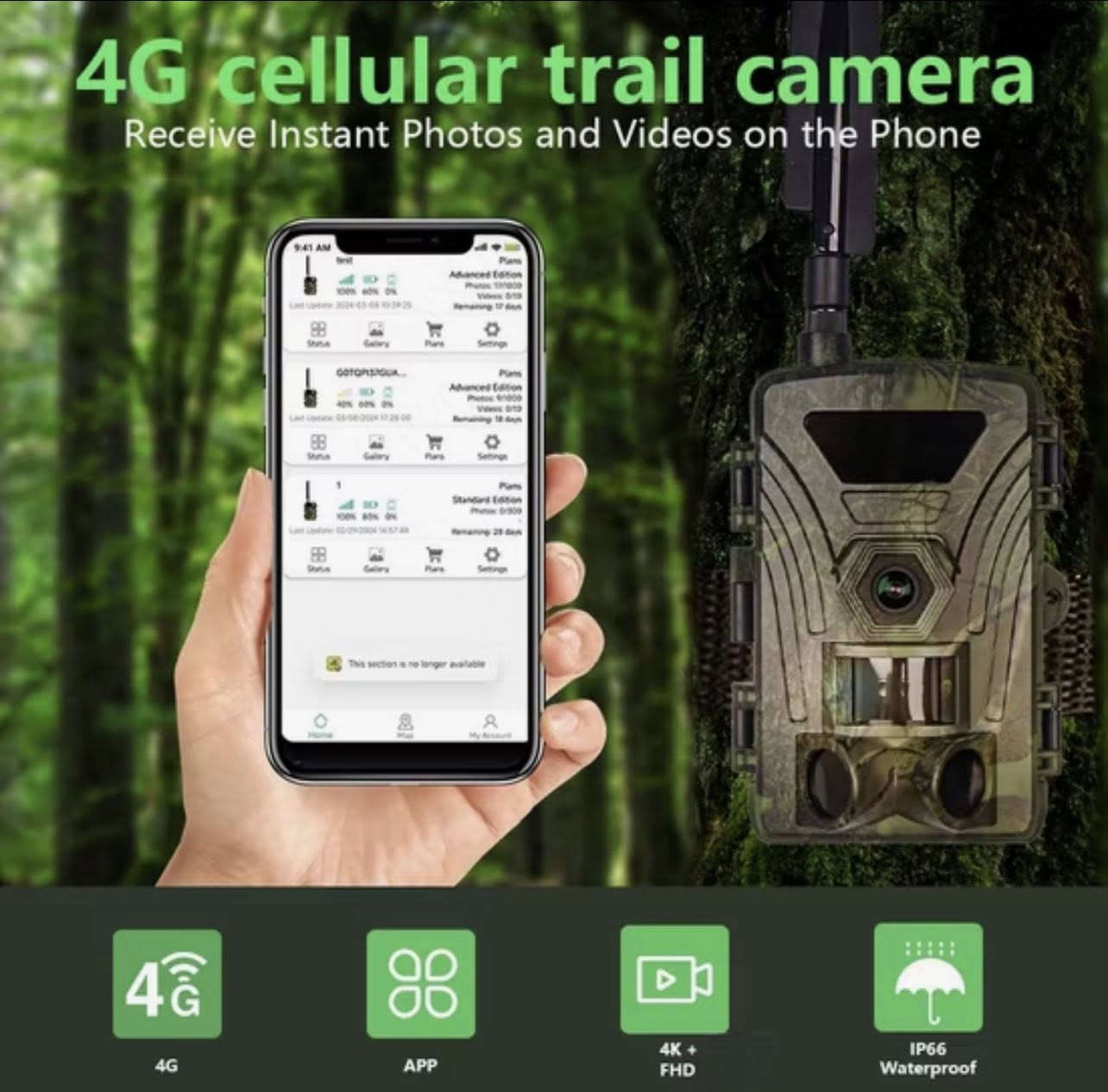 كاميرا صيد خلوية طراز PR802LTE تعمل بشبكة الجيل الرابع (4G).الاتصال بالشبكة: تدعم تقنية 4G LTE لنقل الصور ومقاطع الفيديو مباشرة إلى هاتفك أو بريدك الإلكتروني.جودة الصورة والفيديو: تلتقط صوراً بدقة تصل إلى 60 ميجابكسل وفيديوهات بدقة 4K عالية الوضوح.الرؤية الليلية والزناد: تتميز برؤية ليلية بالأشعة تحت الحمراء وسرعة زناد سريعة تتراوح بين 0.2 إلى 0.5 ثانية لالتقاط الحركة.الاستخدامات: مناسبة لمراقبة الحياة البرية، الصيد، تأمين المزارع، أو المراقبة الأمنية العامة.


**إذا كنت صاحب هذا الإعلان وتريد حذفه لأي سبب، رجاءا أرسل رسالة إلى الدعم الفني**