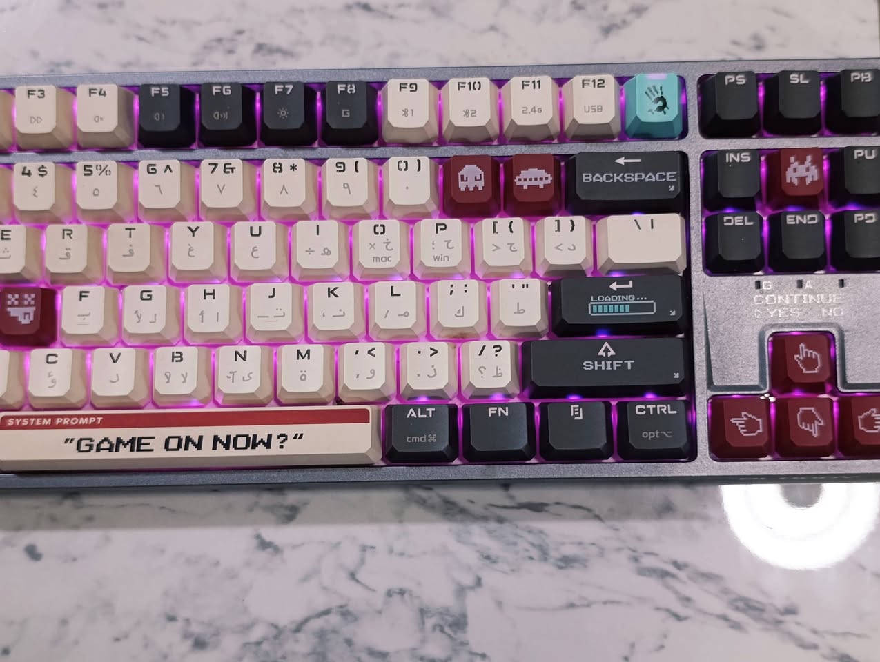 Bloody WS87 Multi-mode connection
غني عن التعريف وحش بلودي واير وايرلس وبلوتوث 
ريد سويج كامل ملحقات مال بالة وحسب علمي مو مستخدم جديد 
65 الف فقط 
خاص او واتس ***********
