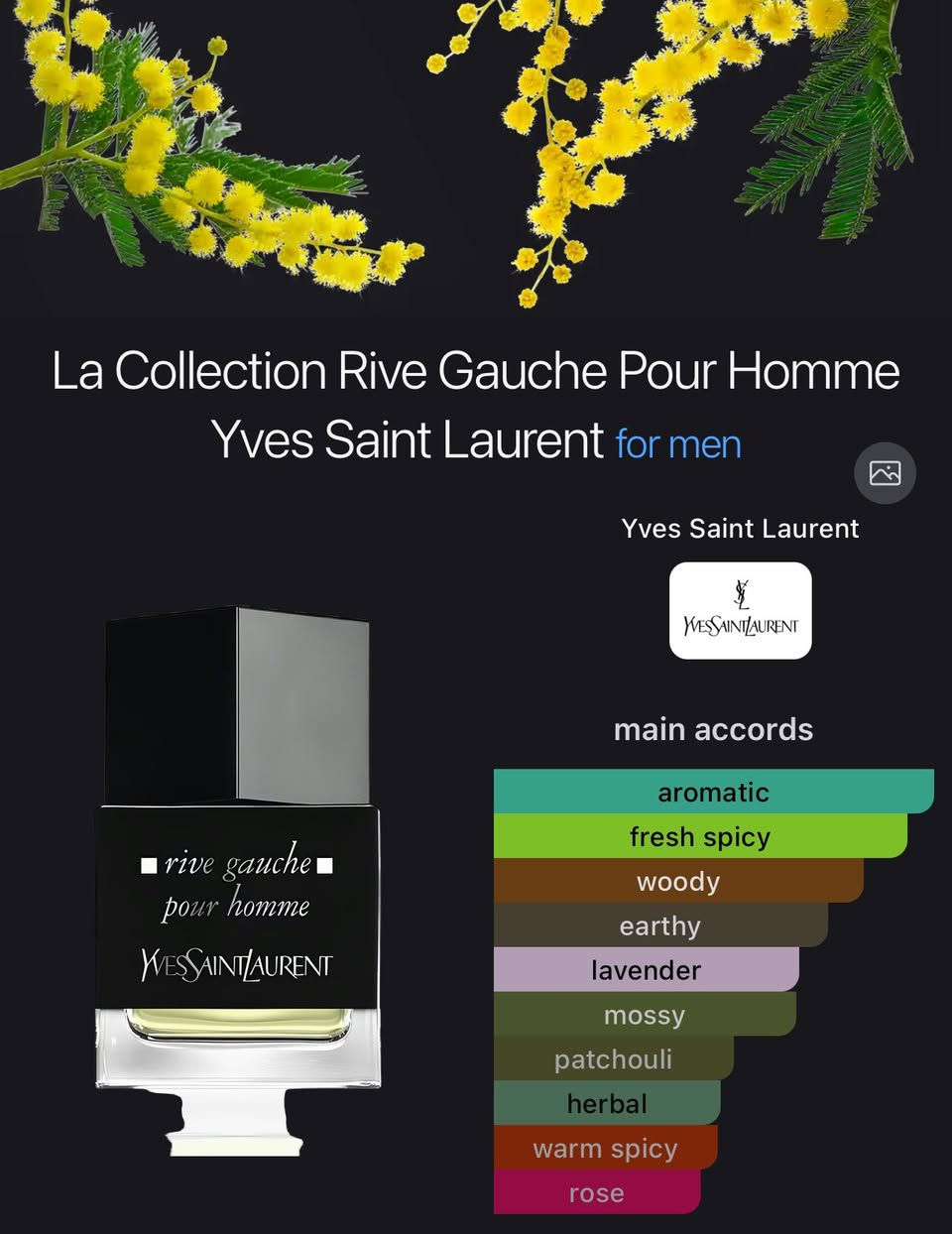 الاسم: Rive Gauche pour Homme.
الدار المصنعة: Yves Saint Laurent (إيف سان لوران).
 التركيز: Eau de Toilette (أو دو تواليت).
 الدولة المصنعة: فرنسا.
 الحجم: 80 مل.
المصمم: Jacques Cavallier (جاك كافالييه).
 سنة الإصدار: النسخة الأصلية 2003 (وهذه النسخة في الصورة هي إعادة إصدار ضمن مجموعة La Collection).
العائلة العطرية: أروماتك فوغير (رائحة كلاسيكية تشبه أدوات الحلاقة).
 المناسبة: رسمي/نهاري (يصلح لجميع الفصول ويميل للربيع والصيف).
السعر :100$🔥🔥


**إذا كنت صاحب هذا الإعلان وتريد حذفه لأي سبب، رجاءا أرسل رسالة إلى الدعم الفني**