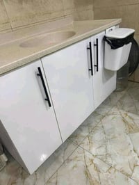 كاونتر خشب تركي mdf   مترين ارضي و ملحق   مع سنك متر و٢٠سم مرمر   توصي...
