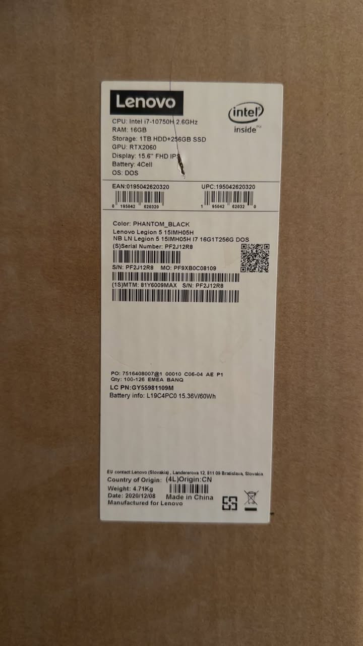 سلام عليكم
لينوفو ليجن ٥ 
معالج انتل جيل العاشر core i7-10750(h)
رام ١٦ كيكا
بطارية ٩٠٪؜ مشحون 130 مرة تقريبا
كارت rtx 2060 - 6GB
شاشه ips 144hz
الباكيت الاصلي والشاحنة الاصلية ويا
للمراوس مع فئة اعلى كرت 8 وانطي فرق


**إذا كنت صاحب هذا الإعلان وتريد حذفه لأي سبب، رجاءا أرسل رسالة إلى الدعم الفني**