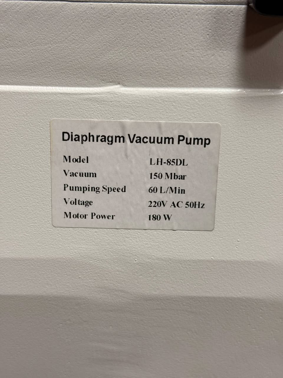جهاز فاكيوم يم طبي 
Lh85-Dl
180 واط 
150m/bar 
كهرباء 220 
للاستفسار اكثر خاص او واتساب 
***********

