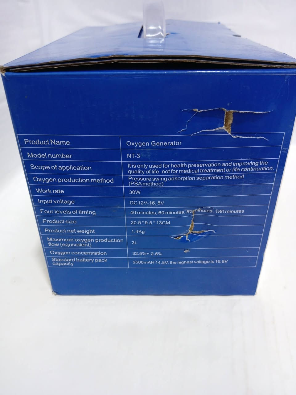 متوفر الآن 🌹 

مولد أوكسجين محمول من ماركة VARON، طراز NT-3، ويتميز بالتالي: 

تركيز الأكسجين: يوفر تركيز أكسجين بنسبة 30% أو أكثر.

معدل التدفق: يبلغ معدل تدفق الأكسجين 3 لترات في الدقيقة.

وضع التشغيل: يعمل بنظام النبض (Pulse).

الاستخدام: مصمم لتحسين التنفس والرفاهية اليومية، ومناسب للاستخدام المنزلي أو الخارجي.

الشهادات: الجهاز حاصل على شهادة CE.

إخلاء مسؤولية: هذا الجهاز مخصص لدعم التنفس اليومي فقط ولا يعتبر بديلاً عن الأجهزة الطبية المعتمدة في الحالات الحرجة


**إذا كنت صاحب هذا الإعلان وتريد حذفه لأي سبب، رجاءا أرسل رسالة إلى الدعم الفني**