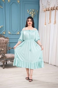 فستان ساحلي • زبدة تركي • فري سايز ١١٠كغ