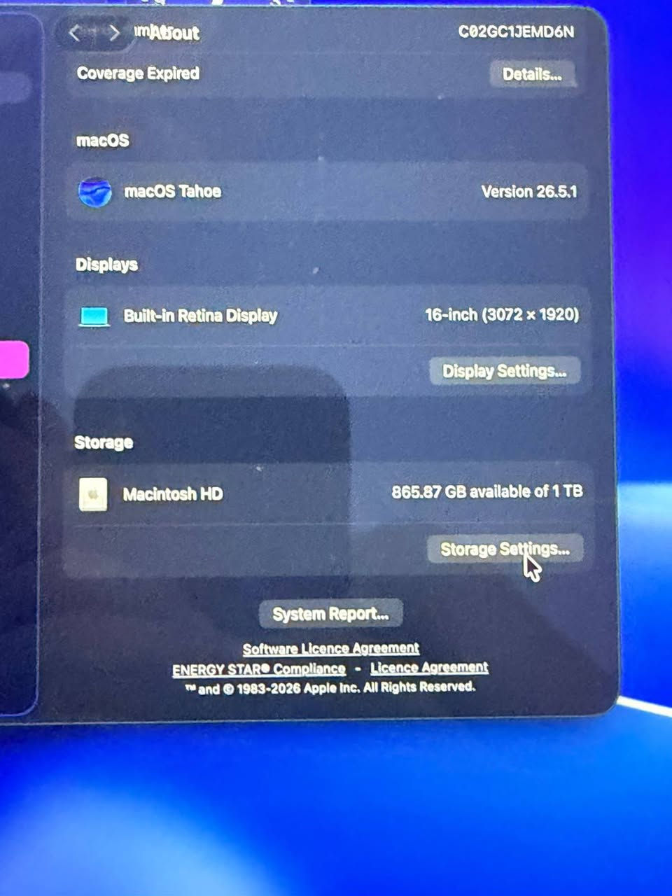 السلام عليكم
للبيع MacBook Pro 16-inch 2019 — أداء قوي وشاشة خرافية! 🔥

💻 المواصفات:
• Intel Core i9 — 2.3GHz / 8-Core
• RAM 16GB DDR4
• SSD 1TB
• AMD Radeon Pro 5500M — 4GB
• شاشة Retina 16-inch بدقة 3072×1920
• macOS Tahoe 26.5.1
• 🔋 البطارية — 256 دورة
• الحالة: Normal
• الجهاز نظيف ومناسب للشغل الثقيل، البرمجة، التصميم والمونتاج 🎬�
تواصل واتساب فقط ***********
السعر 700 الف
