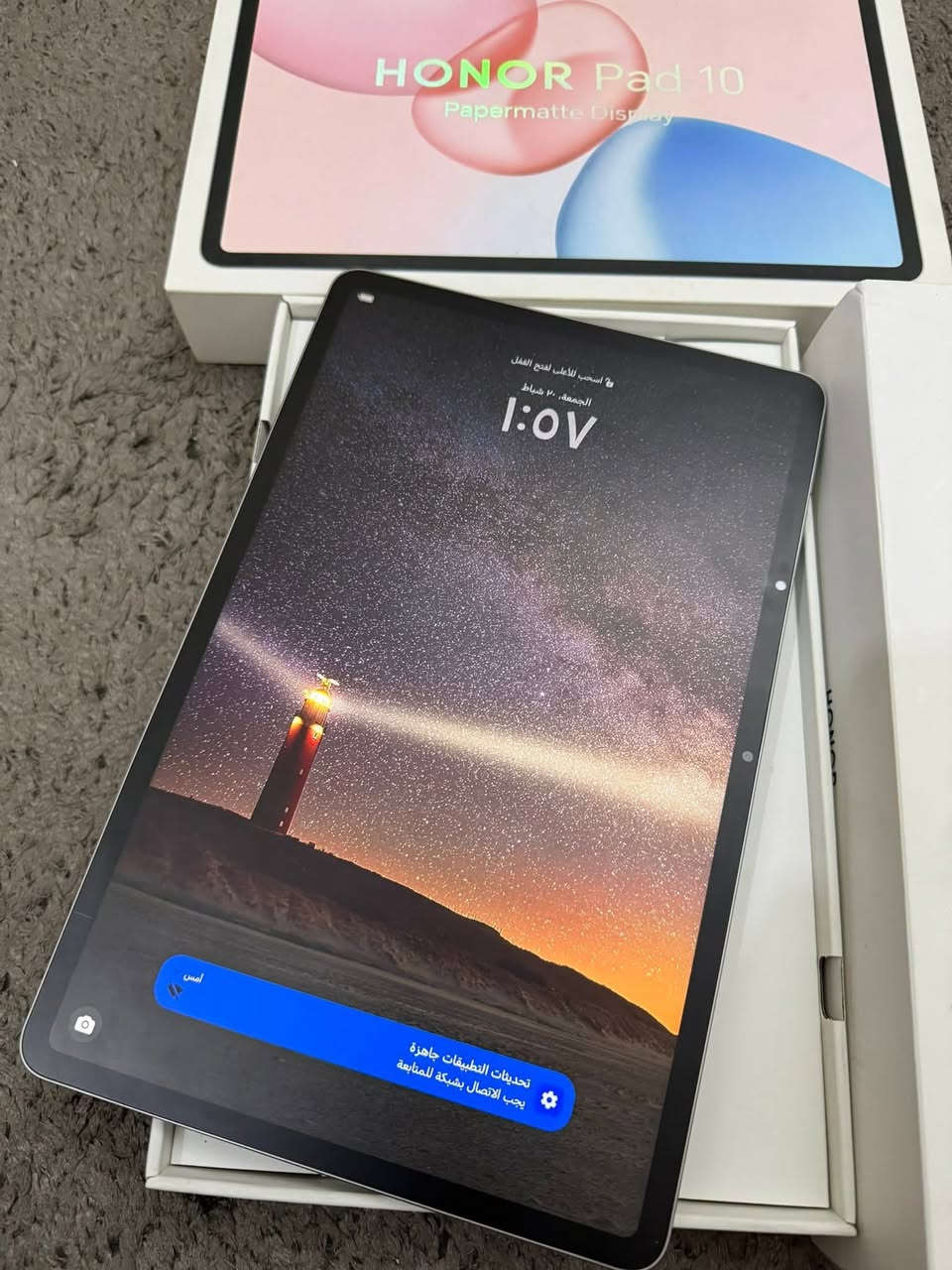 هونر باد 10
ذاكره 256 
بطاريه كبيره 
معالج سناب دراكون 7Gen3  سلسله 
السع130 ويتوفر توصيل


**إذا كنت صاحب هذا الإعلان وتريد حذفه لأي سبب، رجاءا أرسل رسالة إلى الدعم الفني**