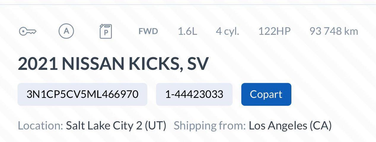 السلام عليكم🫡
للبيع فقط $ 110💸💵
ا
نيسان كيكس موديل 2021 ماشيه 80 ميل 
الضرر جاملغ وبونيد ونص باب السائق صبغ
لون فيلي باسمي تحويل مباشر مواصفات  
وراح انزل صور الضرر والسونار🤨
وصور السياره حاليا موجوده بربيل ورقم وسنويه كلو جديد 
*********** واتساب
*********** اتصال
