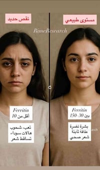متوفر فحص نسبة مخزون الحديد (Ferrtin )بسعر 15 الف فقط داخل مختبر تبارك...