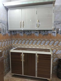 أغراض بيت كنتور صاج أربع بوب وسنك مرمري تسكام المنيوم اصلي مع الكاونتر...