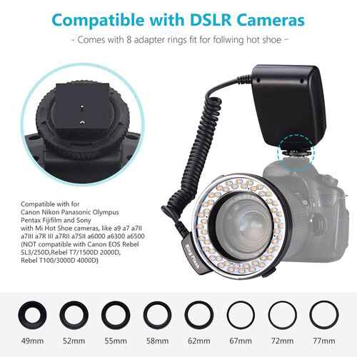 حلقة الإضاءة Neewer RF-550D Series Macro LED أداة إضاءة مخصصة للتصوير القريب (Macro)، وهي تجمع بين ميزة الإضاءة المستمرة والوميض (Flash).المميزات الرئيسيةعدد المصابيح: تحتوي على 48 مصباح LED عالي الكثافة لتوفير إضاءة ثابتة.وضعيات التشغيل: تدعم وضعية Light للإضاءة المستمرة (للفيديو) ووضعية Flash للتصوير الفوتوغرافي.إضاءة جانبية: يمكنك تشغيل الجانب الأيمن أو الأيسر فقط لإضافة أبعاد وظلال للصور.شاشة LCD: وحدة التحكم مزودة بشاشة لعرض الإعدادات ومستوى السطوع أربيل, العراق


**إذا كنت صاحب هذا الإعلان وتريد حذفه لأي سبب، رجاءا أرسل رسالة إلى الدعم الفني**