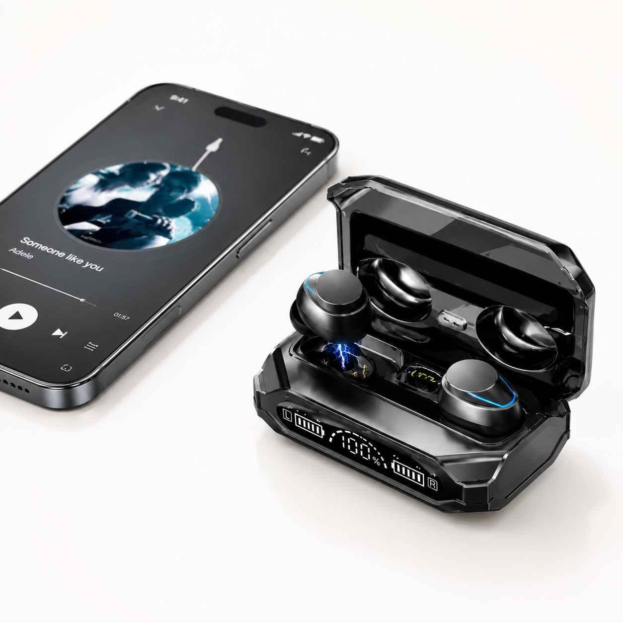 سماعة أذن لاسلكية M41 Hi-Fi Bluetooth V5.3 مع شاشة عرض رقمية ثلاثية

• سماعة أذن لاسلكية True Wireless بتصميم مدمج مع علبة شحن مزودة بشاشة عرض رقمية ثلاثية لعرض حالة البطارية.

• تدعم اتصال Bluetooth V5.3 للاقتران مع الأجهزة المتوافقة.

• مزودة بوحدة صوت (Moving Coil) مقاس 8 مم.

• تدعم التحكم باللمس (Fingerprint Touch).

• تدعم المساعد الصوتي Siri Voice Call.

• مدى اتصال لاسلكي يصل إلى 10 أمتار في الظروف المناسبة للاستخدام.

• وقت تشغيل للموسيقى يصل إلى حوالي 5 ساعات لكل شحنة للسماعات.

• الموديل: M41
• النوع: True Wireless Headset
• إصدار البلوتوث: V5.3
• شاشة العرض: Three-Screen Digital Display
• حجم وحدة الصوت: 8 مم (Moving Coil Unit)
• مدى الإرسال: 10 متر
• وقت الشحن: حوالي ساعتين
• وقت الاستعداد: 280 ساعة
• تشغيل الموسيقى: حوالي 5 ساعات (Earbuds)
• ملفات الاتصال المدعومة: A2DP / HFP / HSP / AVRCP
• جهد الإدخال: 5V ⎓ 1A
• جهد الإخراج: 5V ⎓ 1A

محتويات العلبة:
• سماعتا أذن لاسلكيتان M41
• علبة شحن
• دليل الاستخدام بغداد, العراق


**إذا كنت صاحب هذا الإعلان وتريد حذفه لأي سبب، رجاءا أرسل رسالة إلى الدعم الفني**