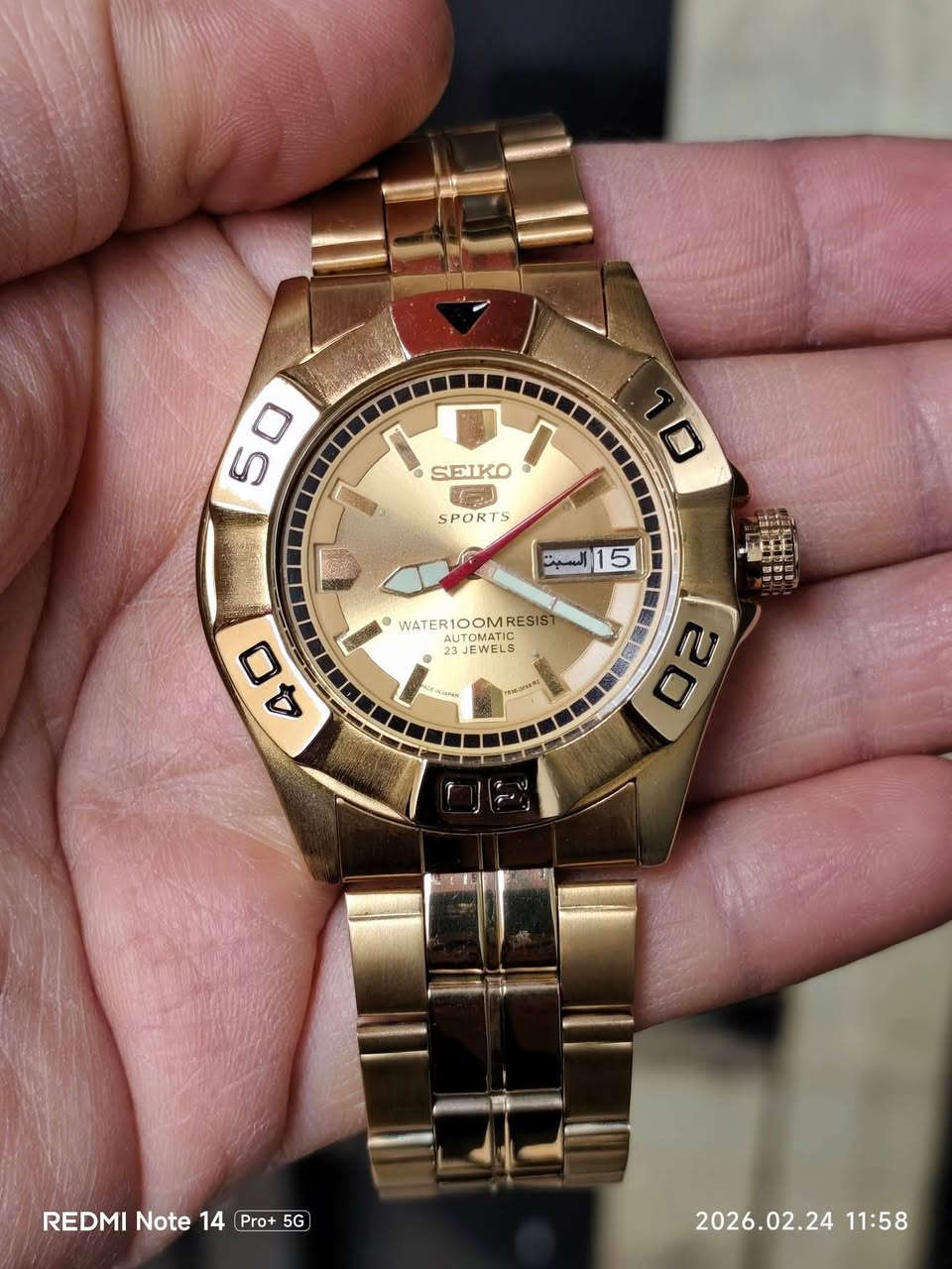 ساعة(seiko 5 sports) اوتوماتيك
ظهر زجاجي مكشوف

نافذه شهري يومي عربی و انکلیزي

رنك متحرك

سير ستنل اصلي

کامل السیر بلادی

نظيفه جدا

قطر 42ملم

السعر 95الف👉

المكان/ السلیمانیة

يوجد توصيل..


**إذا كنت صاحب هذا الإعلان وتريد حذفه لأي سبب، رجاءا أرسل رسالة إلى الدعم الفني**