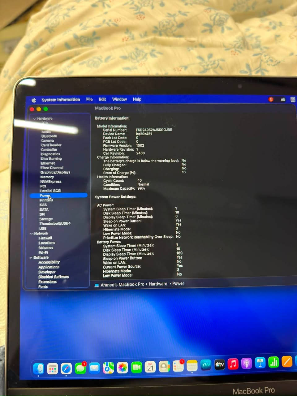 السلام عليكم
Macbook pro M2 للبيع
انضف M2 تشوفه عينك
النضافة ٩٩٪؜
جهاز شرق اوسط يعني كيبورد عربي 
ويا ماجك ماوس لون اسود
الجهاز كامل ملحقاته كارتونه وراس شاحنه وكيبل
نجي على المهم مواصفاته
جهاز ممفتوح ولا داخل صيانه بحياته ارقام البطارية كلهه حقيقيه
Battery🔋 99%
Cycle count 40
8gb ram
256 storage
تج بار كامله شغاله بدون اي مشاكل
الشاشة بدون اي زلغات
كيبورد بدون اي ملاحضات 
بي بس زلغ بسيط بالكفر الخارجي ومماثر وكلش بسيط
مكاني بغداد شارع فلسطين المهندسين
***********
***********
توصيل ماعندي مع الاسف
