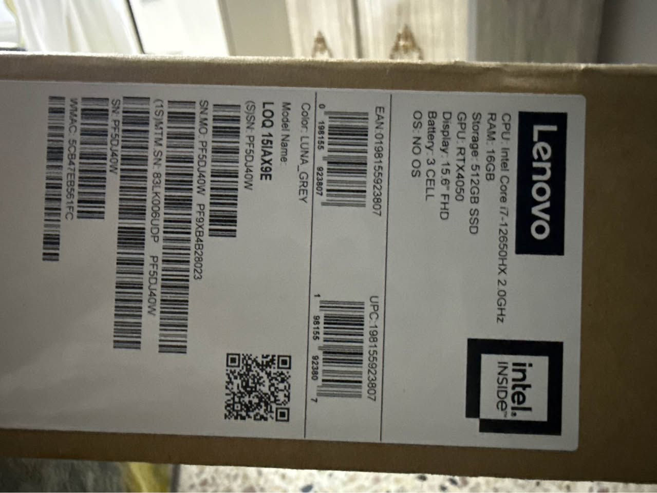 � لابتوب Lenovo LOQ 15IAX9E للبيع
الحالة: ممتازة
اللون: رمادي (Luna Grey)

المواصفات:

 • 🔹 المعالج: Intel Core i7-12650HX
 • 🔹 الرام: 16GB
 • 🔹 التخزين: 512GB SSD
 • 🔹 كرت الشاشة: NVIDIA GeForce RTX 4050
 • 🔹 الشاشة: 15.6 إنچ FHD
 • 🔹 البطارية: 3-Cell
 • 🔹 نظام التشغيل: بدون نظام (No OS)
استعمال كلش قليل
🔥 مناسب للألعاب، التصميم، والبرامج الثقيلة
📦 مع الكرتون الأصلي

📍 السعر: 950
📞 للتواصل: ***********
مكان بغداد العامريه بغداد, العراق
