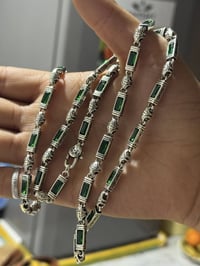 فضه إسترليني سوار وقلادة احجار زمرد وزفير رقم الهاتف 07741875067او مرا...