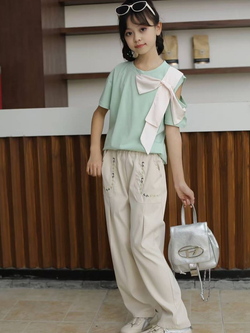 طقم بناتي بنطلون كتان بدي قطن خامه ممتازه كوالتي عالي قياسات من 6سنه لل11سنه واتساب ***********
