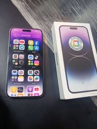 ايفون ١٤ برو ماكس بنفسجي ذاكرة 256جهاز  ماستر كارتونتة  ويا  بطارية 86...