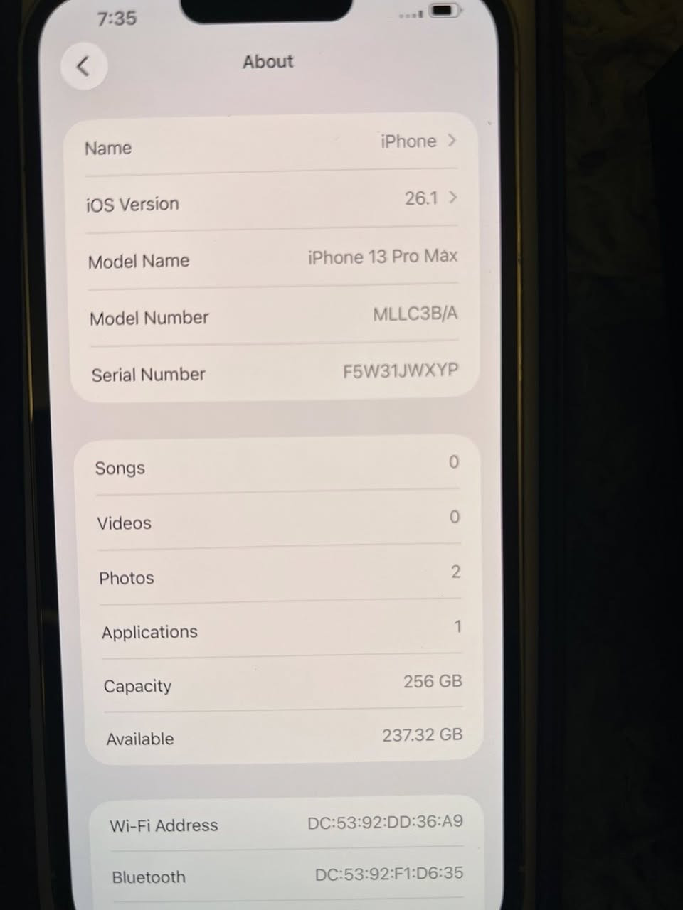 السلام عليكم
              
📱ايفون 13 برو ماكس
🤍 لون ابيض 
💾 ذاكرة 1 تيرا
🔋 نسبه البطارية 87
عربي ماستر
📞 تك سيم كارت
نضافه 100‎%‎
بغداد البيجيه 
*********** اتصال

