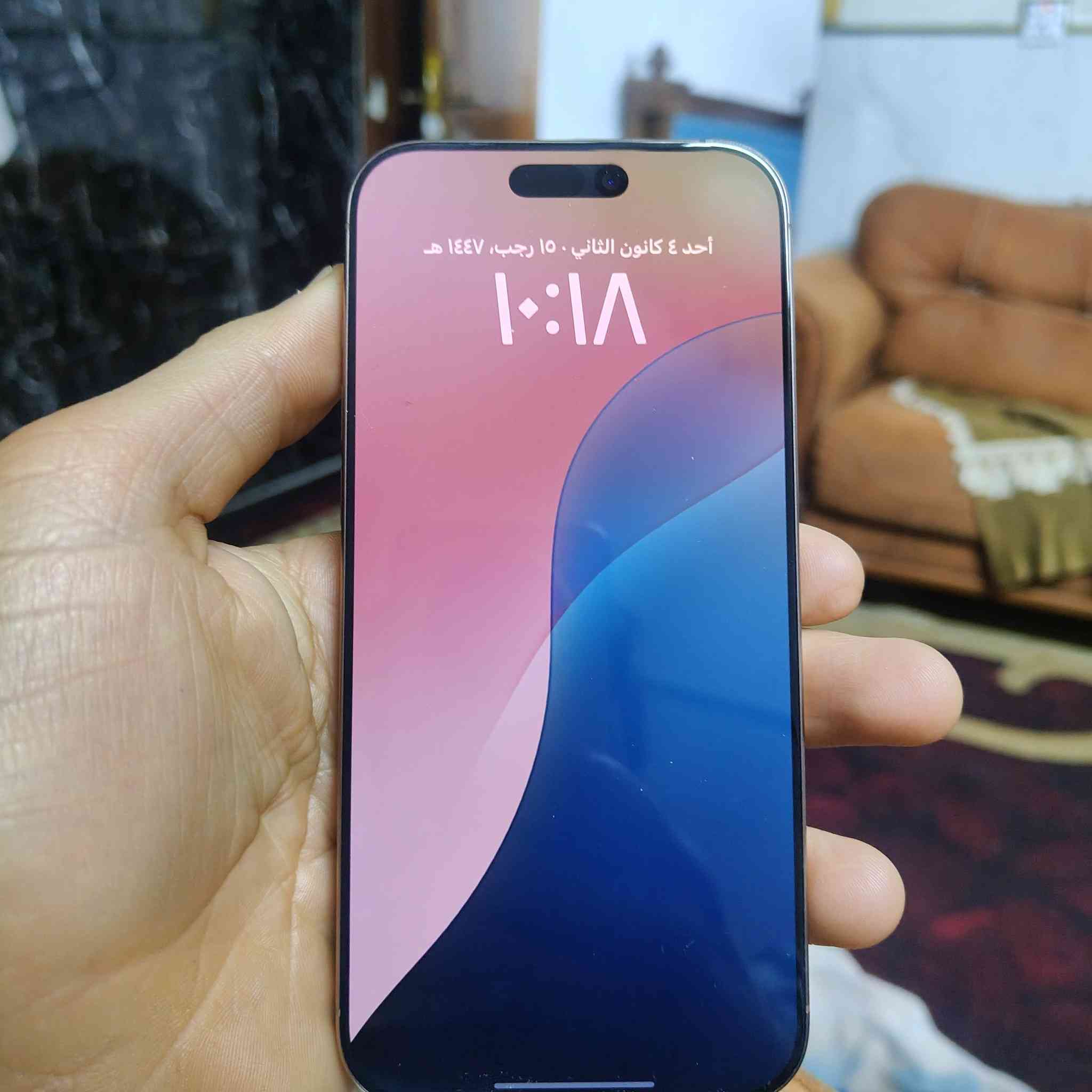 السلام عليكم 16 برو ماكس نظافة 100% ذاكرة 256 لون صحراوي ضمان ماستر مستخدم 6 اشهر بطارية 100 ضمان ماستر سعر مليون 350 وبي مجال جدا قليل العنوان بغداد ***********
