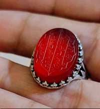 خاتم فضة • رجالي • عقيق يماني أحمر