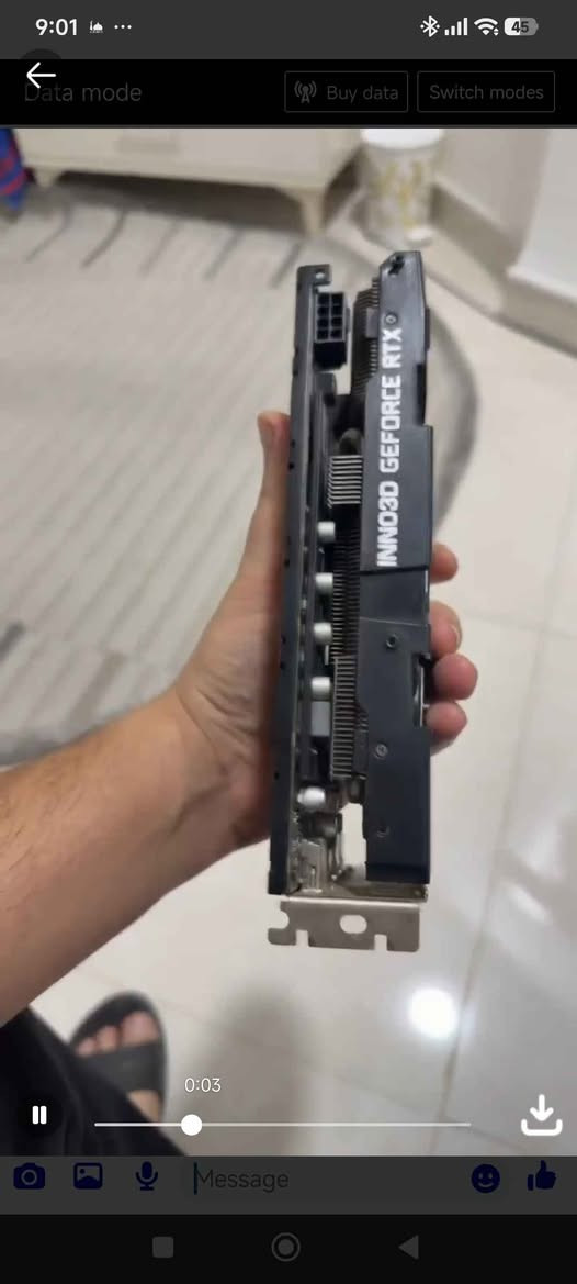 كارت شاشة rtx 2070  براند inoo3d 
نظيف أعلى درجة 74 تحت ظغط للبيع 260 الف مكاني كركوك ويوجد توصيل لجميع المحافظات 
يشغل اغلب الألعاب على دقة fhd 
ويشغل على 2k بس فريمات ضعيفة كركوك, العراق


**إذا كنت صاحب هذا الإعلان وتريد حذفه لأي سبب، رجاءا أرسل رسالة إلى الدعم الفني**