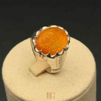 خاتم رجالي • عقيق يماني • صياغة بحريني