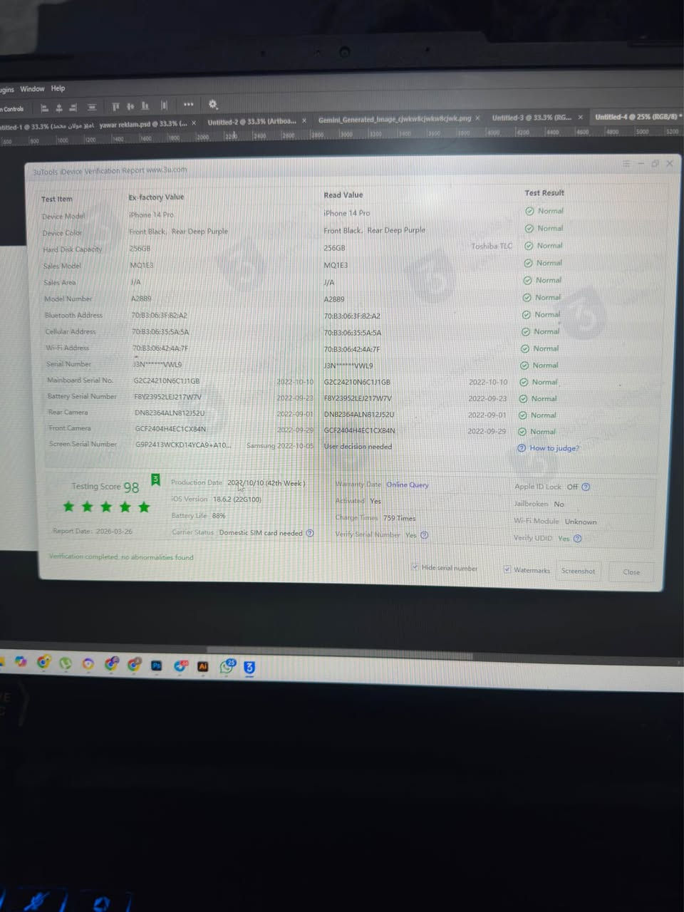 Iphone 14 pro
Battrey 87 
Storge 256 
پاکەتی ماوە 
خاوێن بێ شوختە رانية, السليمانية


**إذا كنت صاحب هذا الإعلان وتريد حذفه لأي سبب، رجاءا أرسل رسالة إلى الدعم الفني**