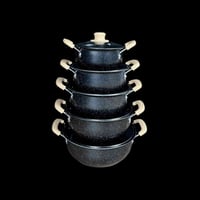 سيت قدور • ٥ قطع • أغطية زجاج