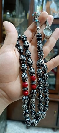 مسبحة • مرجان أسود • فضة انتيك