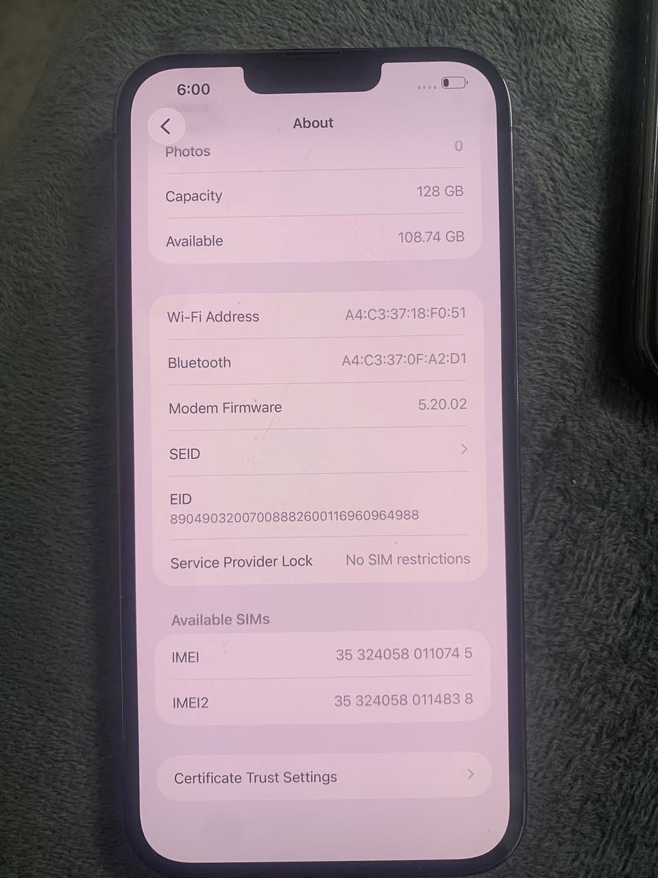بەلاااااش
١٣ پرۆماکس ١٢٨ گیگا
پاتری٨٦
هیجی نەگۆراوە 
بەس فەیس ئایدی ئیشناکا
بەزەمانی١٥ رۆژ
نرخ٣١٥$قفل
***********
