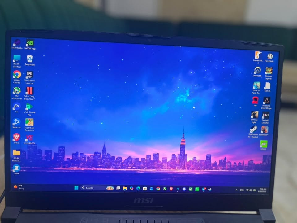 السلام عليكم
للبيع لابتوب MSI Katana 17 HX
اللابتوب كلش نظيف واستخدامه قليل وهاي مواصفاته:
Processor: Intel Core i9-14900HX
24 Cores (8 Performance + 16 Efficient)
32 Threads
Up to 5.8 GHz Max Turbo Frequency
36MB Intel Smart Cache
Graphics Card: NVIDIA GeForce RTX 5070
Latest Blackwell Architecture
DLSS 4 Support
Ray Tracing Enabled
Display: 17.3" QHD (2440x1440)
240Hz Refresh Rate
IPS-Level Panel
Memory (RAM): 32GB DDR5
Expandable
Storage: 1TB NVMe PCIe SSD
Super Fast Boot & Load Times
Audio: Built-in Speakers with Nahimic Audio
Keyboard: Backlit Gaming Keyboard
Connectivity:
Wi-Fi 6
Bluetooth 5.x
USB Type-C
USB 3.2 Ports
HDMI Output
RJ45 Ethernet
Cooling: MSI Cooler Boost Technology

ملاحظة: راماته الأصلية جانت 16 واني طورتها لل 32
مكاني: نجف - كوفة
رقمي: ***********
متواجد واتساب

