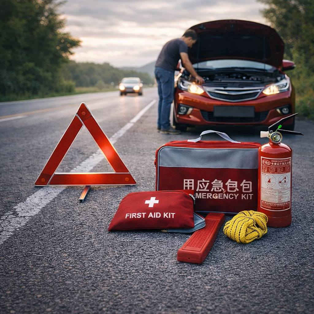 عدة طوارئ سيارة أساسية مع حقيبة إسعافات ومطفأة حريق 1 كغم
الحجز والاستفسار واتساب 😍😍😍
*********** اطلب الان السعر صده 😘

• مجموعة طوارئ مخصّصة للسيارة تحتوي على أدوات إسعاف أولي ومستلزمات سلامة أساسية في حقيبة واحدة.

• محتويات إسعافية أساسية تشمل لواصق جروح، شاش طبي، لفافات، مناديل كحول، مقص وملقط.

• مطفأة حريق بودرة ABC بوزن 1 كغم مناسبة لحرائق الفئات A وB وC.

• شريط سحب (حبل سحب) باللون الأصفر مع خطافات معدنية في الطرفين طول 2متر.

• مثلث تحذير للسيارة باللون الأحمر للتنبيه أثناء التوقف أو الطوارئ.

• مطفأة الحريق:
 • النوع: ABC Powder
 • الوزن: 1 KG
• شريط السحب:مزوّد بخطافات معدنية
• مثلث تحذير: بلاستيك – لون أحمر

محتويات العلبة:
• حقيبة إسعافات أولية ومحتوياتها
• لواصق جروح (Plastic Bandages)
• شاش طبي (Gauze Swab)
• لفافات شاش (Bandage Rolls)
• شريط لاصق طبي
• مناديل كحول (Alcohol Pads)
• مقص
• ملقط
• مطفأة حريق ABC وزن 1 كغم
• مثلث تحذير للسيارة
• شريط سحب للسيارة بخطافات معدنية
