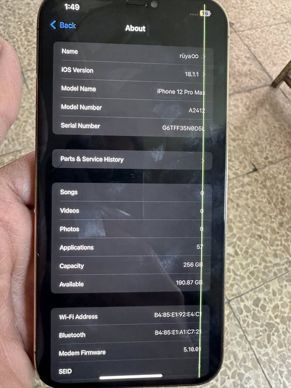 12 بروماكس 
٢٥٦ دبل سيم 
به ابل ايدى 
شغال 
بصمه متوقف 
مبدل شاشه وبطاريه و كامره 
سعر. ١٢٥ الف دينار 
***********  اربيل
