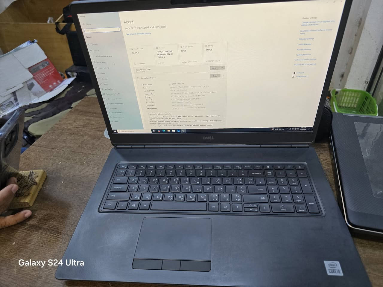 🔥 للبيع: لابتوب Dell Precision 7750 (وحش العمل الشاق والهندسة) 🔥
​إذا كنت تدور على أداء خارق للمونتاج، التصميم الهندسي، الجرافيك، أو الألعاب الثقيلة.. فهذا الجهاز موجه لك! 🚀
​💻 المواصفات الفنية (Specifications):
• الموديل: Dell Precision 7750
• المعالج (CPU): Intel® Core™ i9-10885H (تردد يصل إلى 2.40GHz) - أداء جبار للعمل المتواصل.
• الذاكرة العشوائية (RAM): 32 GB DDR4 (سرعة 3200 MHz).
• كرت الشاشة (GPU): NVIDIA Quadro RTX 5000 بسعة 16 GB (كرت احترافي مخصص للرندر والتصاميم الـ 3D المعقدة).
• التخزين (Storage): 512 GB SSD NVMe (أداء سريع جداً لنظام التشغيل والبرامج).
• الشاشة: مقاس كبير ومريح للعمل الاحترافي.
​✨ حالة الجهاز: ممتاز  نظافة ١٠٠ 
​📌 السعر: [١٤٠٠٠٠٠] مجال بسيط 
📍 
📞 لتواصل والفسار: عبر الرسائل الخاصة أو الرقم [***********و*********** واتس ]
