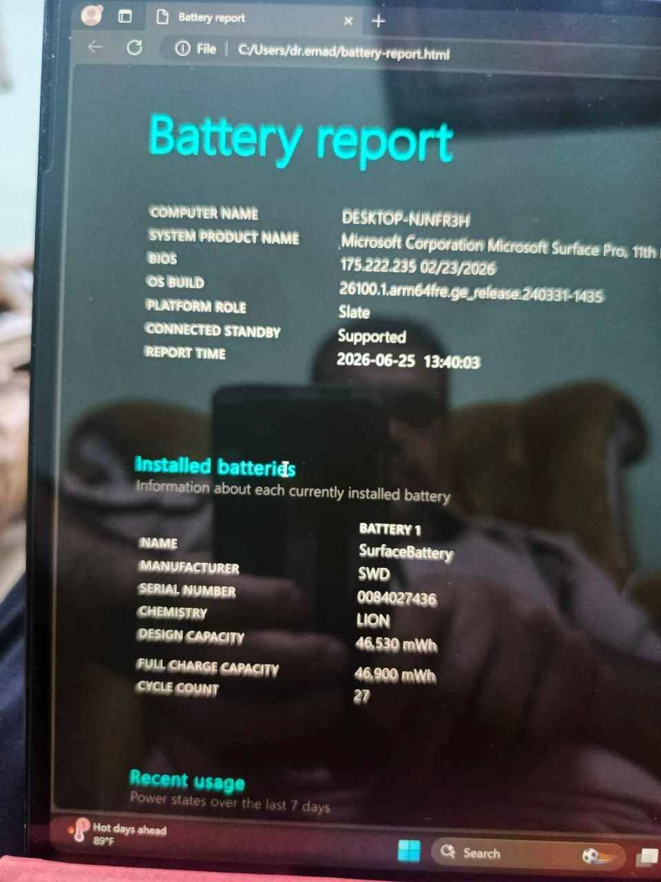 للبيع جهاز Microsoft Surface Pro 11 
بحالة ممتازة جداً ✨ شبه جديد
استخدام قليل جداً — فقط 25 دورة شحن 🔋
💻 المواصفات:
• الشاشة: 13 إنش PixelSense
• المعالج: Snapdragon X Plus بسرعة 3.4GHz ⚡
• الرام: 16GB RAM
• التخزين: 512GB SSD
• نظام تشغيل Windows 11
• أداء قوي، خفيف جداً، وبطارية ممتازة
🎁 يأتي مع:
✅ الكيبورد الأصلي Surface Keyboard
✅ القلم الأصلي Surface Pen
#  الجهاز بدون بوكس 

السعر : 1،500،000

https://t.me/epic_store2 بغداد, العراق


**إذا كنت صاحب هذا الإعلان وتريد حذفه لأي سبب، رجاءا أرسل رسالة إلى الدعم الفني**