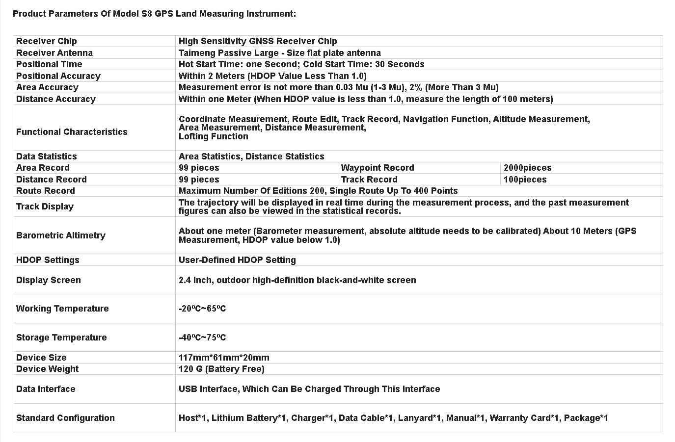 جي بي اس  نوع   S8   بنظام  GNSS  لقياس الاراضي الزراعية  مع  محيطها  مع امكانية الربط  على كوكل ايرث  و اجراء   عمليات  الرفع و التسقيط  
بالاضافة الى مميزات  اخرى
للتواصل   ***********   
يتوفر   توصيل
