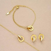 سيت كريستال • قلادة وسوار • ذهبي مقاوم صدأ