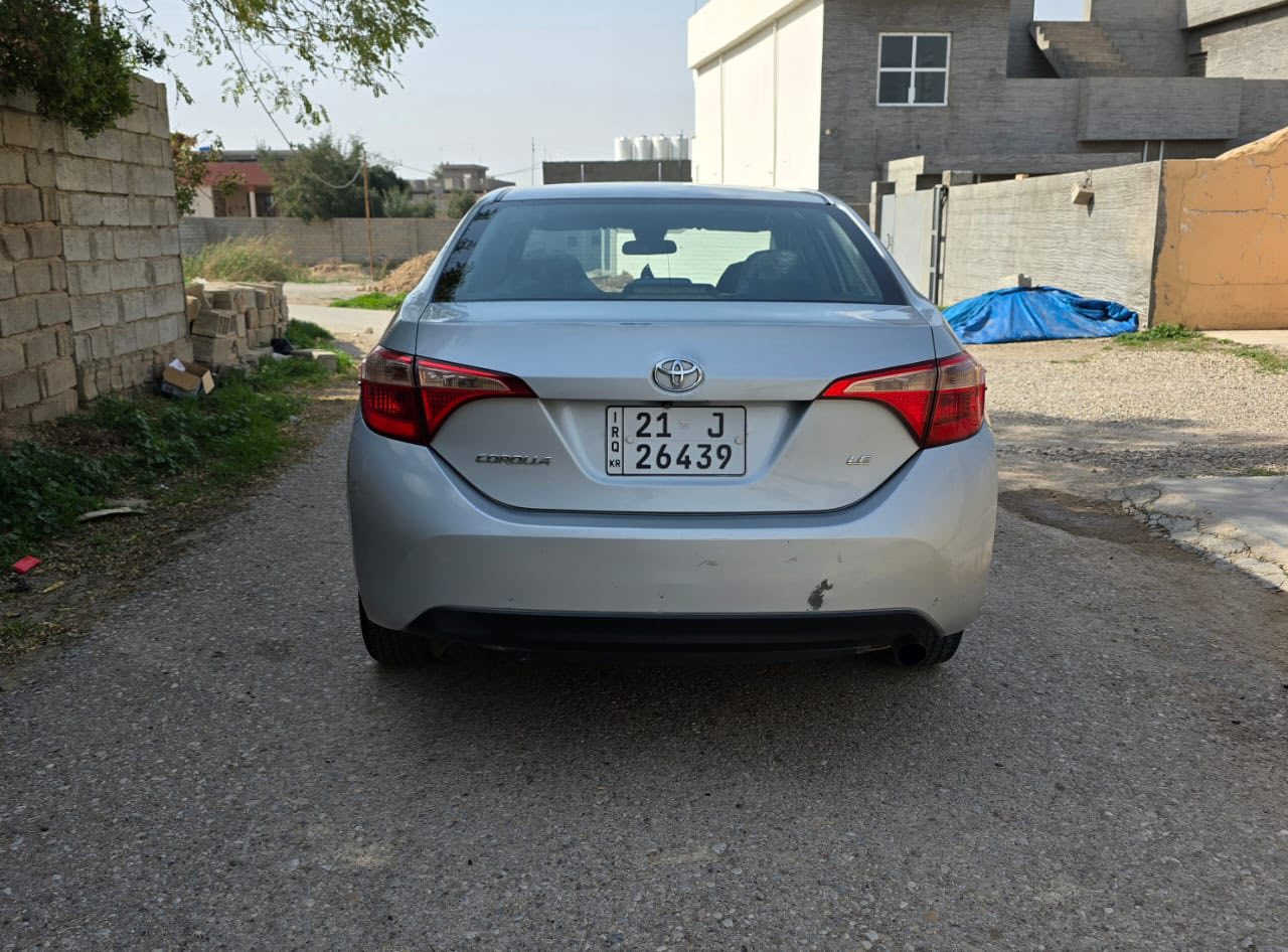 السلام عليكم
للبيع كورلا 2017 وارد امريكي كلين بدون ضربة وصبغ بجم كبس مكفول مواصفات LE معروف تحكمات ستيرن شاشة كبير مثبت سرعة تحديد مسار رادار امامي كير ومحرك مامفتوح بشرط ماشية 235 ميل رقم وسنوية جديد رقم سليمانية بسمي 
العنوان :ديالى-سد حمرين
الرقم : ‭0770 502 9201‬
