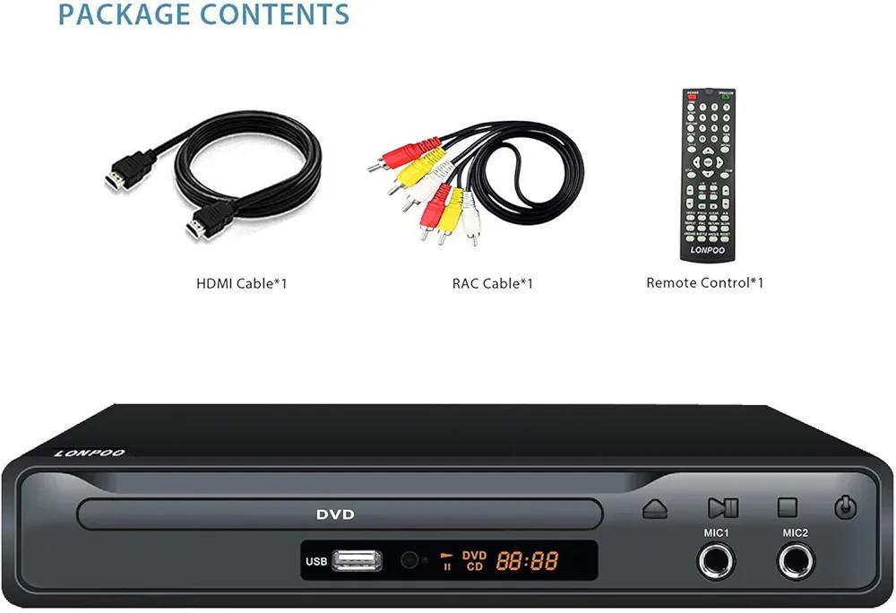 مشغل أقراص DVD ماركة LONPOO للتلفزيون ، طراز LP-077 
مشغل أقراص CD وDVD مع مخرج SCART ومخرج HDMI ومخرج AV ومنفذ ميكروفون ومدخل USB
تصميم هيكل معدني (يتضمن كابل HDMI وكابل AV)


**إذا كنت صاحب هذا الإعلان وتريد حذفه لأي سبب، رجاءا أرسل رسالة إلى الدعم الفني**
