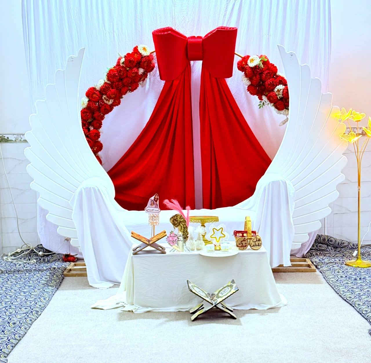 (التميز مع كوشات نونه)🕺💃
&خطوبة 💍 
&حنة  👰🤵
&عرس 🤵‍♂️👰🏻‍♀️
&عيد ميلاد   🎂

*تتكون الكوشة من
*ستائر خلفية بيضاء 🌫
*قوس ورد / او   نفاخ 🌹 🎈 
*شازلونة كلاسيكية  💺
*طاولة امامية  
* 3 طاولات جانبية 
*تلبسات ذهب عدت اشكال✋🏻🖐
*مرايا 🪞
*قبولات / هل تقبلين ؟ نعم قبلت !⁉️💎
*مغطس🛁
*ستان كيك مع الشوكات و السكين 🍽🎂
*اقداح  للعرسان 🍺🍺
*القران الكريم 📖
*صينية بياضات🍚
*شمعدان🕯
*نشرة ضوئي شلال و انارة 🧬 
( يختلف التزين حسب المناسبه)

للحجز والاستفسار مراسلة  
🤳الصفحة او واتساب (788 648 5940📞

 🚚التوصيل بابل اقضيه ونواحي كربلا نجف ديوانيه 
    
الفرح الدائم ان شاء الله


**إذا كنت صاحب هذا الإعلان وتريد حذفه لأي سبب، رجاءا أرسل رسالة إلى الدعم الفني**